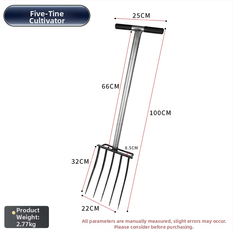 Keturių dantų mangano plieno žemės atlaisvinimo šakutė, viengubio integruoto dizaino, aukšta kietumas, skirta svogūnams, česnakams ir imbierui
