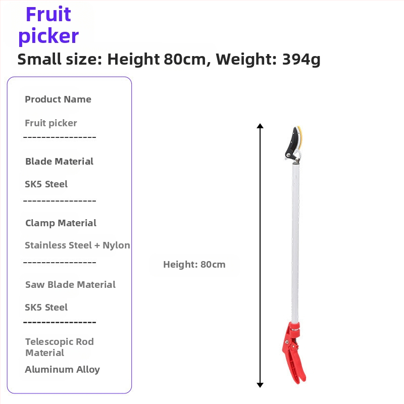 Teleskopické nožnice na zber ovocia s dlhým dosahom pre vysoké konáre