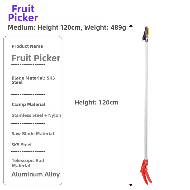 Teleskopické nožnice na zber ovocia s dlhým dosahom pre vysoké konáre