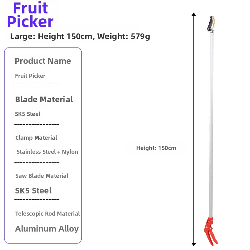 Teleskopické nožnice na zber ovocia s dlhým dosahom pre vysoké konáre