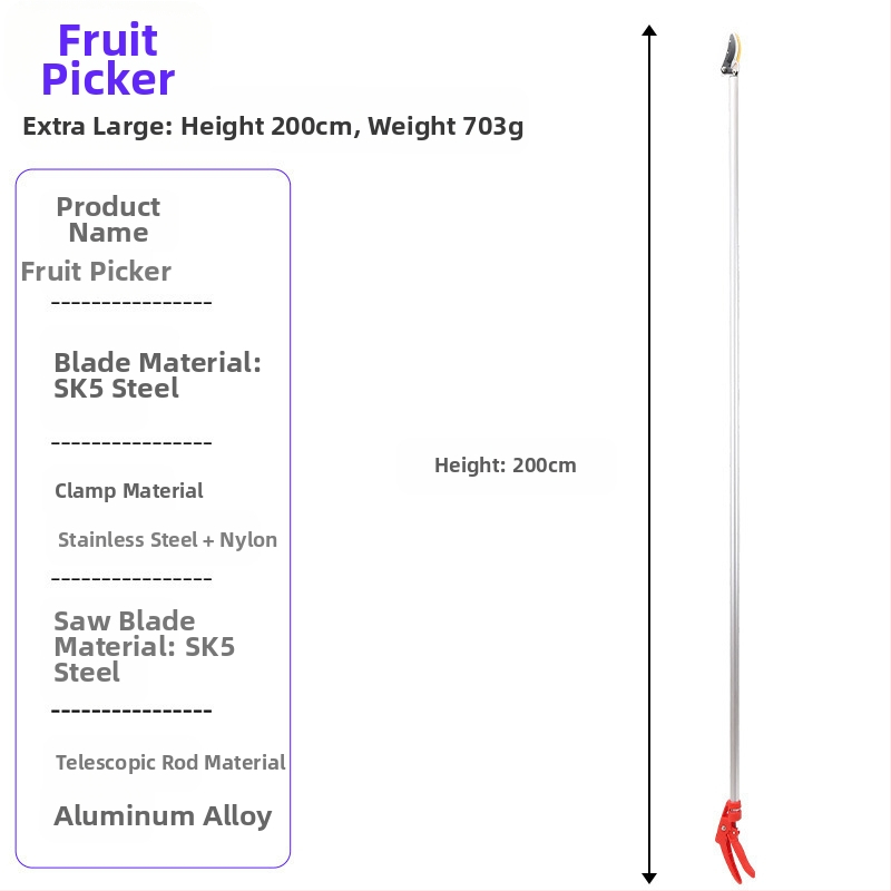Teleskopické nožnice na zber ovocia s dlhým dosahom pre vysoké konáre
