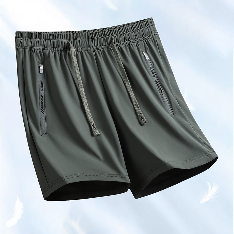 Σορτς Ice Silk για καλοκαίρι, αναπνεόμενα και γρήγορο στέγνωμα, Unisex, μεσαία ζώνη, χαλαρή γραμμή, 80% νάιλον