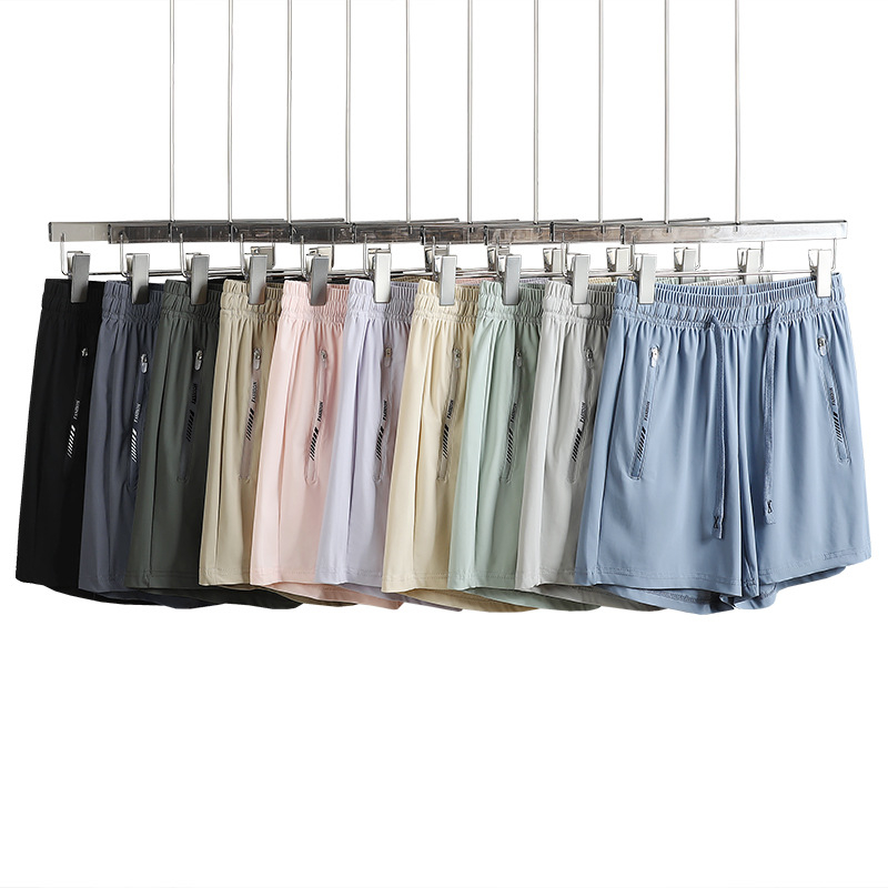 Σορτς Ice Silk για καλοκαίρι, αναπνεόμενα και γρήγορο στέγνωμα, Unisex, μεσαία ζώνη, χαλαρή γραμμή, 80% νάιλον