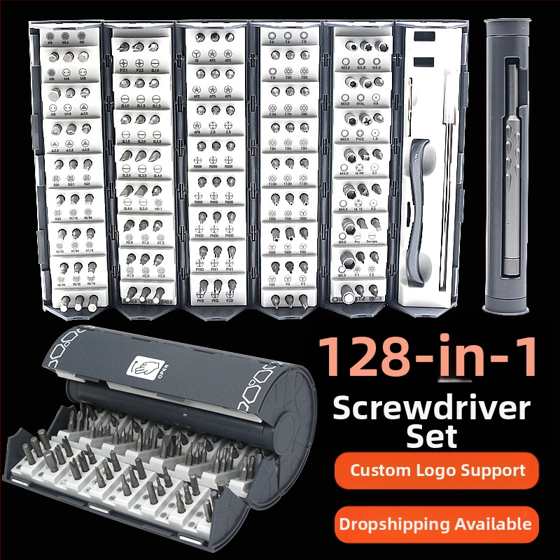 132-in-1 tikslus atsuktuvų rinkinys išmaniesiems telefonams, akinėms ir kompiuteriams — chromo-vanadžio plienas, magnetinis, be izoliacijos, svoris 0.643, Shenggong Hardware