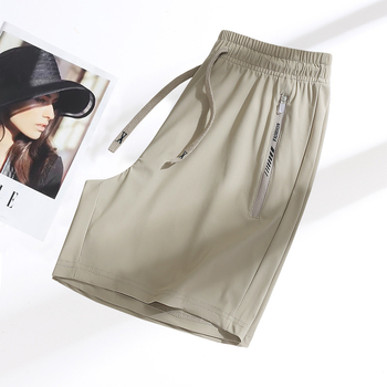 Κοντά αθλητικά σορτς από νάιλον με ύφασμα ice-silk, γρήγορο στέγνωμα, υψηλή ελαστικότητα, ίσια γραμμή