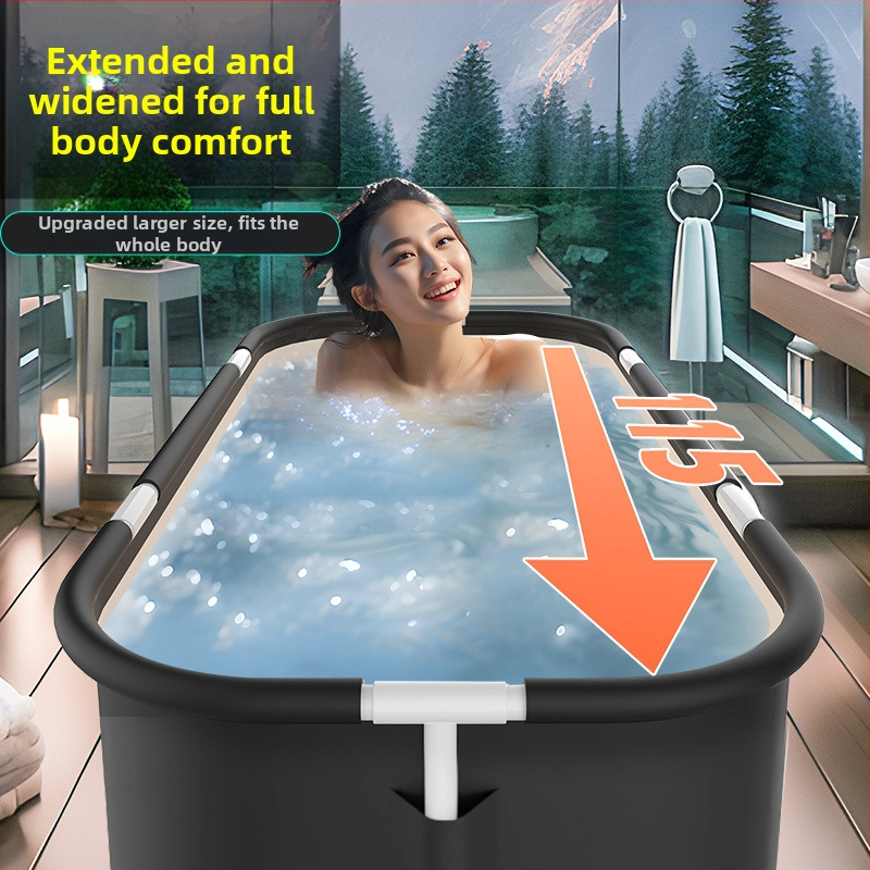 Πτυσσόμενος κουβάς μπάνιου για ενήλικες, κουβάς πλήρους σώματος για οικιακή χρήση, Oxford ύφασμα, PVC και μαργαριριώδες βαμβάκι, διπλωτός, σταθερή θερμοκρασία