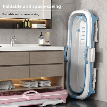 Sulankstoma vonia suaugusiems, be įrengimo, plastikinė, kairysis šono skydelis, grindų statomas čiaupas