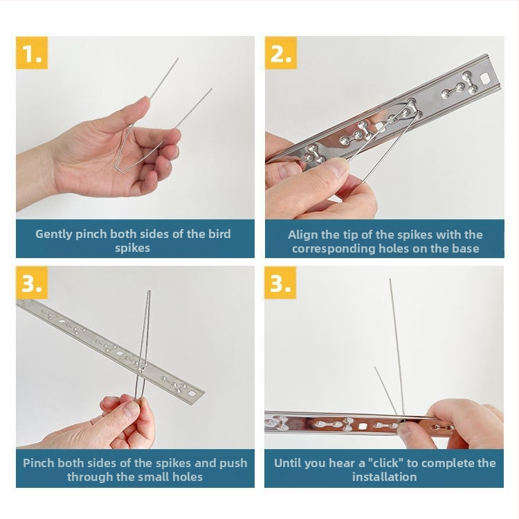 Шипове за птици, 304 неръждаема стомана, модел N01, защита на градини и разсадници от птици и котки