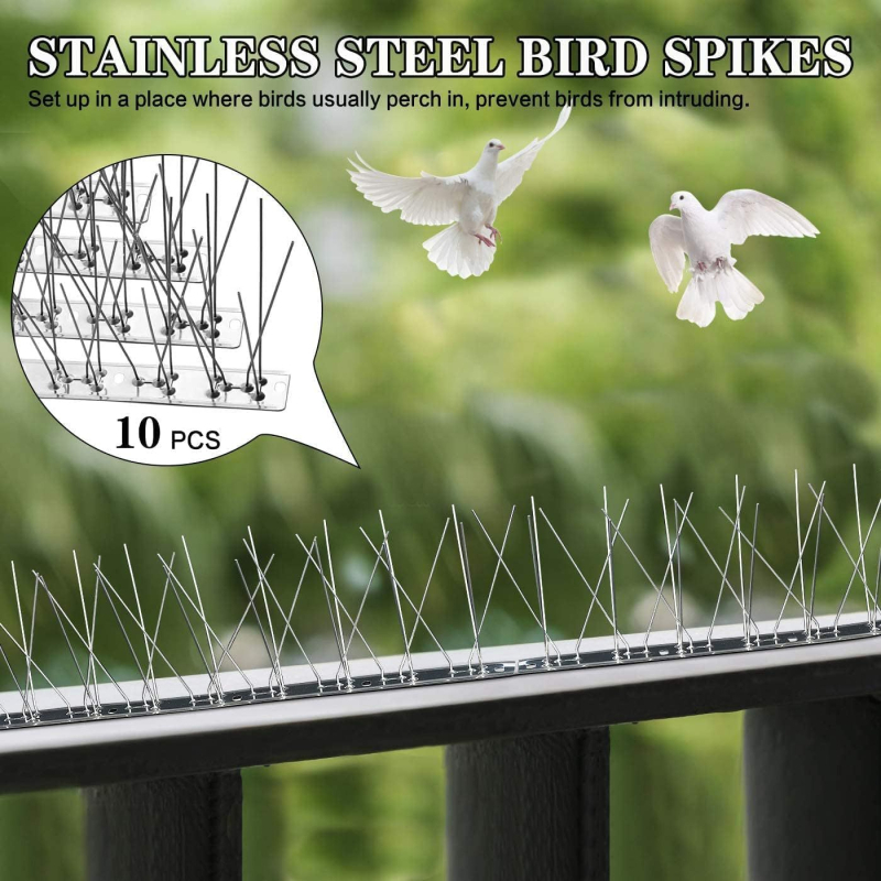Шипове за птици, 304 неръждаема стомана, модел N01, защита на градини и разсадници от птици и котки