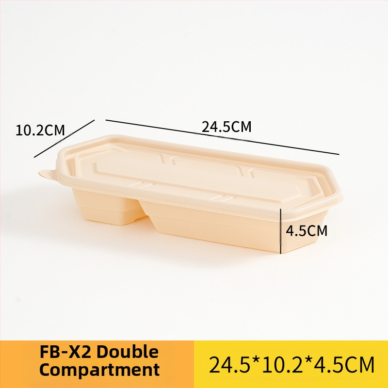 Egyszer használatos ebédes doboz japán stílusban egy személyre szóló, több rekeszes, különböző kapacitásokkal, 2 mm vastagságú, biológiailag lebomló anyagból, testreszabható
