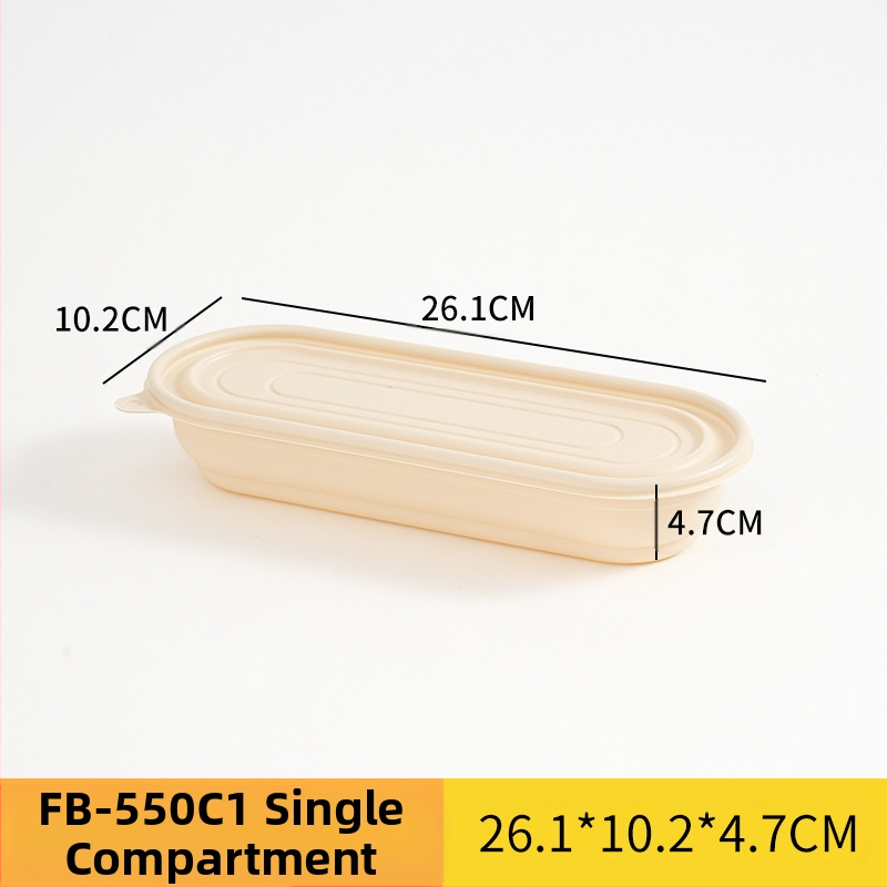 Egyszer használatos ebédes doboz japán stílusban egy személyre szóló, több rekeszes, különböző kapacitásokkal, 2 mm vastagságú, biológiailag lebomló anyagból, testreszabható