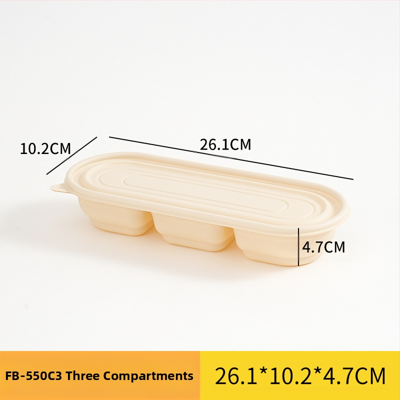 Egyszer használatos ebédes doboz japán stílusban egy személyre szóló, több rekeszes, különböző kapacitásokkal, 2 mm vastagságú, biológiailag lebomló anyagból, testreszabható