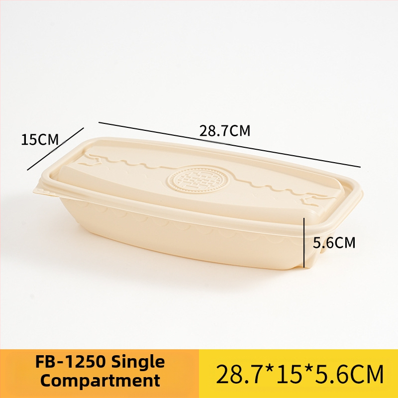 Egyszer használatos ebédes doboz japán stílusban egy személyre szóló, több rekeszes, különböző kapacitásokkal, 2 mm vastagságú, biológiailag lebomló anyagból, testreszabható