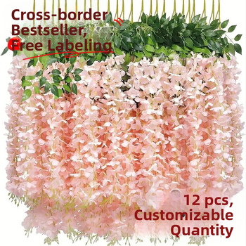 Zi Hao šilko gėlės vijoklis glicinija - injekcinis liejimas, veislė 40132165039, pakuotė plastikinė maišelis, vestuvėms ir namų dekorui