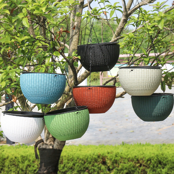 Πλαστικό κρεμαστό γλαστράκι με αυτοποτιστικό σύστημα για οικιακή κηπουρική, ανθεκτικό