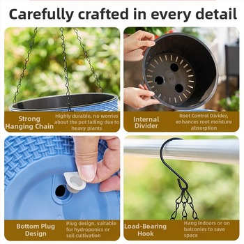 Πλαστικό κρεμαστό γλαστράκι με αυτοποτιστικό σύστημα για οικιακή κηπουρική, ανθεκτικό