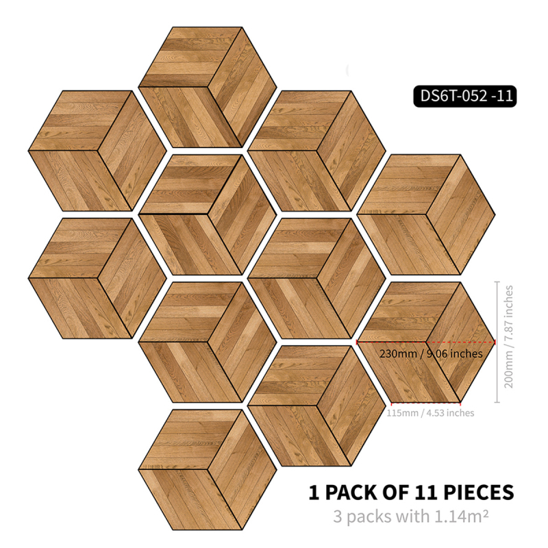 Hatszögletű PVC öntapadós padlólapok, vízállóak és nedvesség-, olaj- és penészállók, más mintázat, több mint 5 darab, alkalmas hálószoba, dolgozószoba, étkező, konyha és fürdőszoba