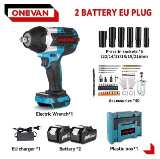 Ударен гайковерт безчетков, безжичен, с LED светлина, въртящ момент 1000 Nm, 21V батерия, обратимо завъртане