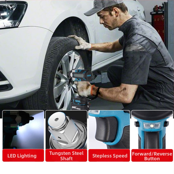 Ударен гайковерт безчетков, безжичен, с LED светлина, въртящ момент 1000 Nm, 21V батерия, обратимо завъртане