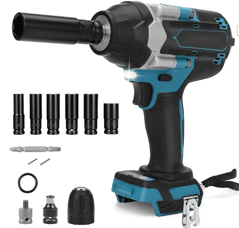 Ударен гайковерт безчетков, безжичен, с LED светлина, въртящ момент 1000 Nm, 21V батерия, обратимо завъртане