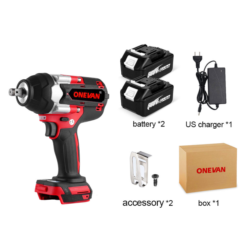 Ударен гайковерт безчетков, безжичен, с LED светлина, въртящ момент 1000 Nm, 21V батерия, обратимо завъртане