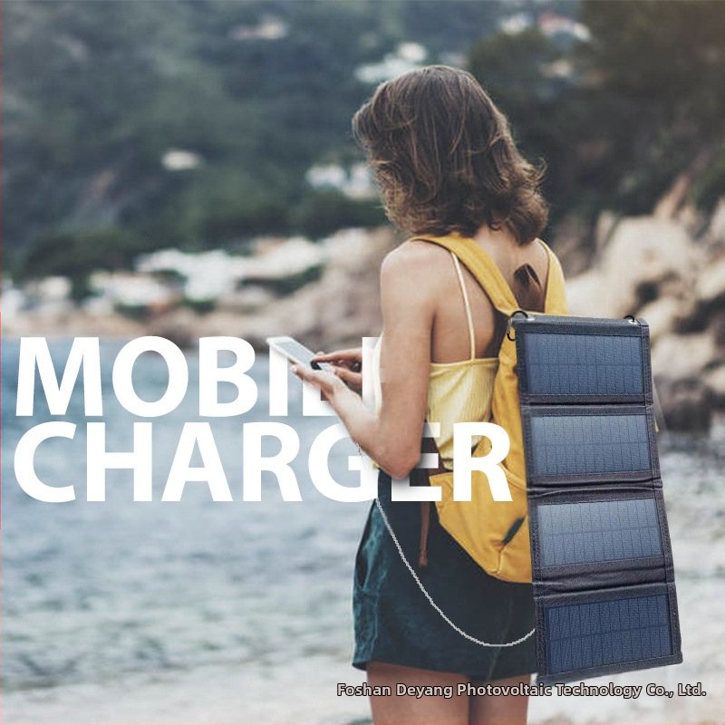 Сгъваем соларен панел с USB зарядно за къмпинг, 5V изход, мощност 10W/12W/20W