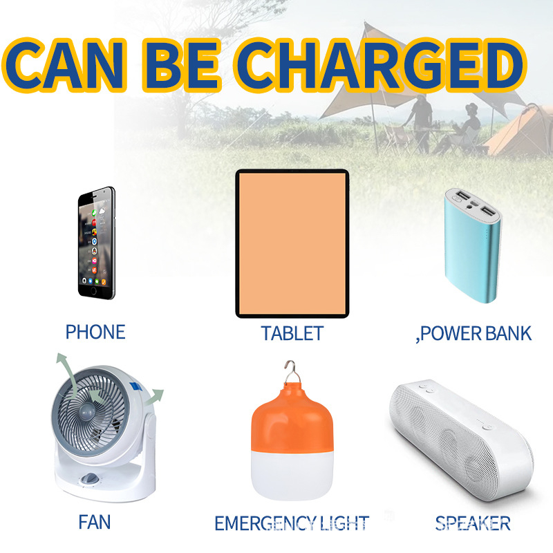 Sulankstomas saulės skydelis su USB įkrovėju, skirtas kempingui, 5V išvestis, galia 10W/12W/20W