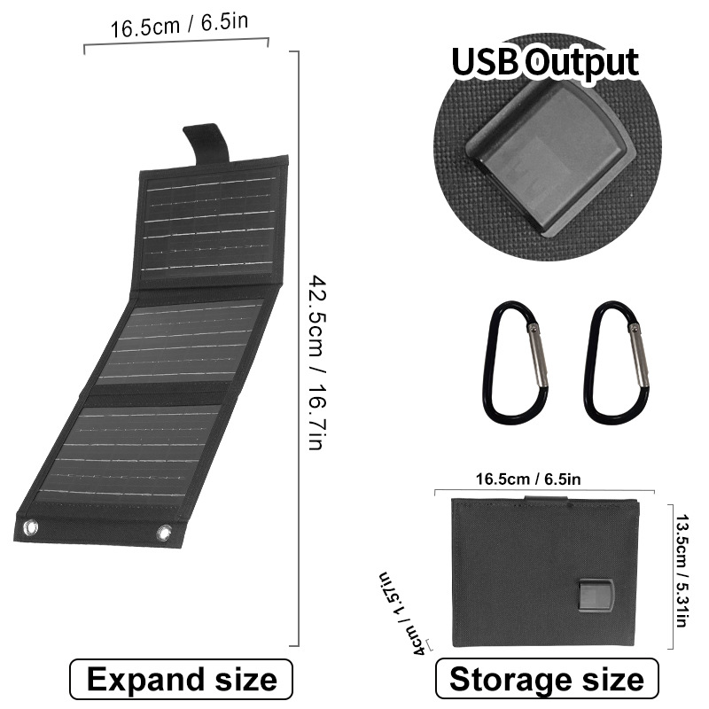 Összecsukható napelemes panel USB töltővel kempingezéshez, 5V kimenet, 10W/12W/20W