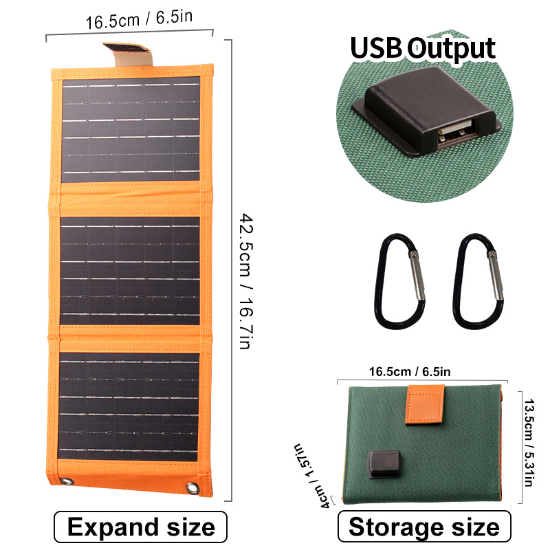 Összecsukható napelemes panel USB töltővel kempingezéshez, 5V kimenet, 10W/12W/20W