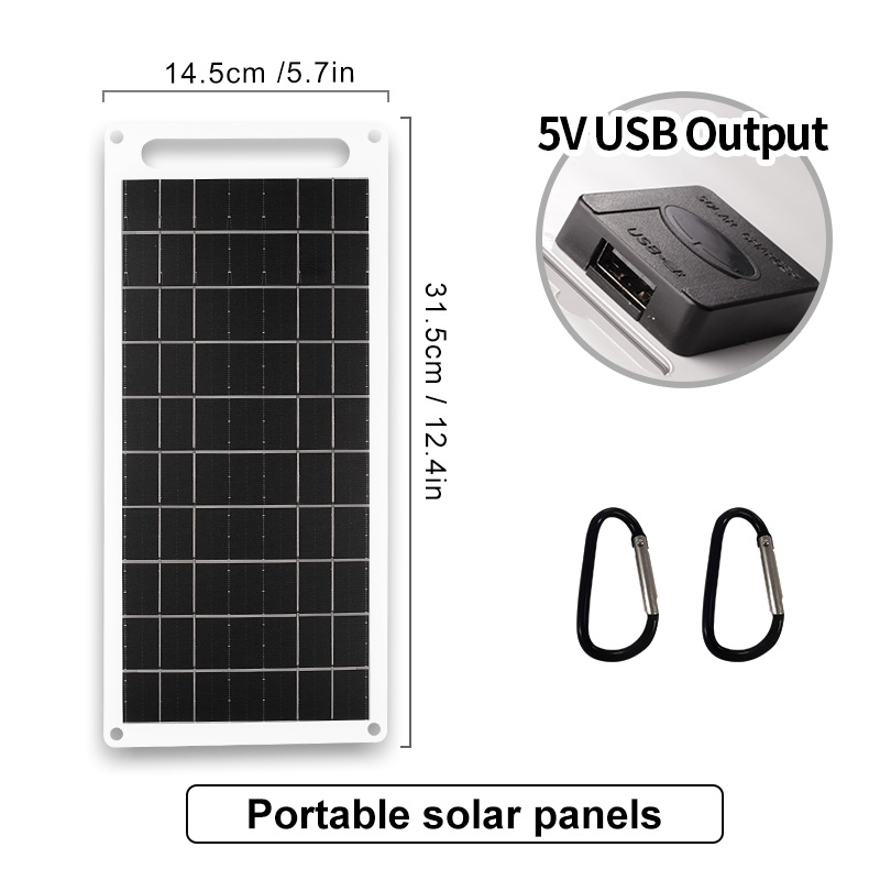 Összecsukható napelemes panel USB töltővel kempingezéshez, 5V kimenet, 10W/12W/20W