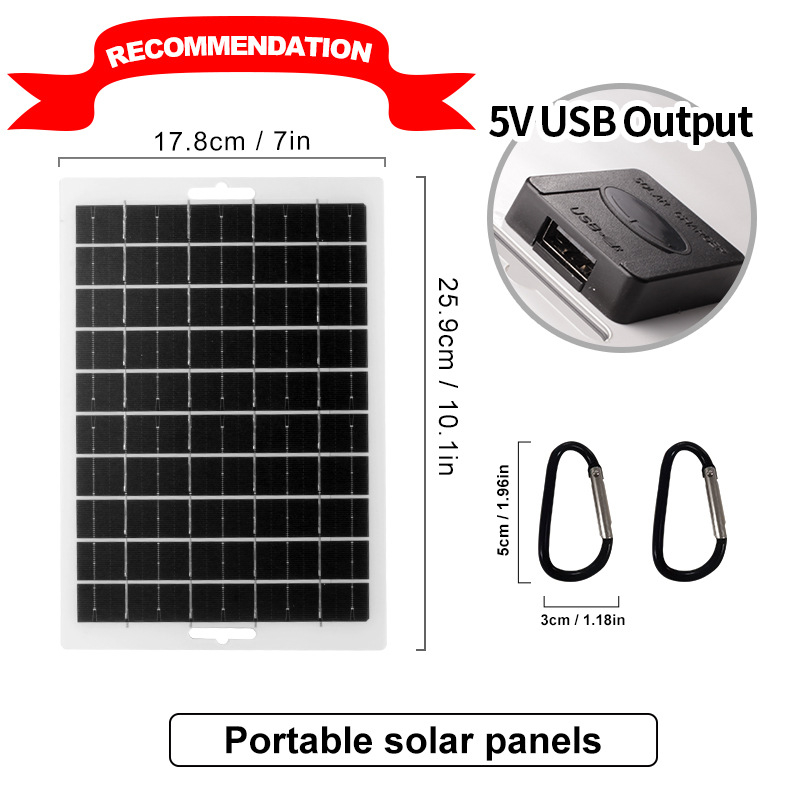Összecsukható napelemes panel USB töltővel kempingezéshez, 5V kimenet, 10W/12W/20W