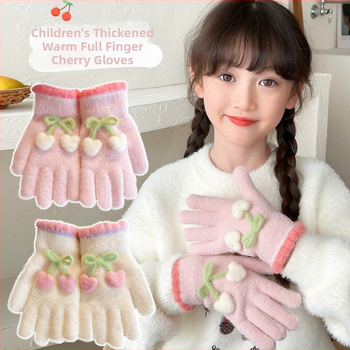 Mergaitėms megztos pirštinės – šiltos ir vėją sulaikančios, su penkiais pirštais, žiemos, pavasario ir rudens sezonams, amžius 6–12 metų