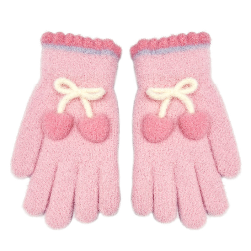 Mergaitėms megztos pirštinės – šiltos ir vėją sulaikančios, su penkiais pirštais, žiemos, pavasario ir rudens sezonams, amžius 6–12 metų