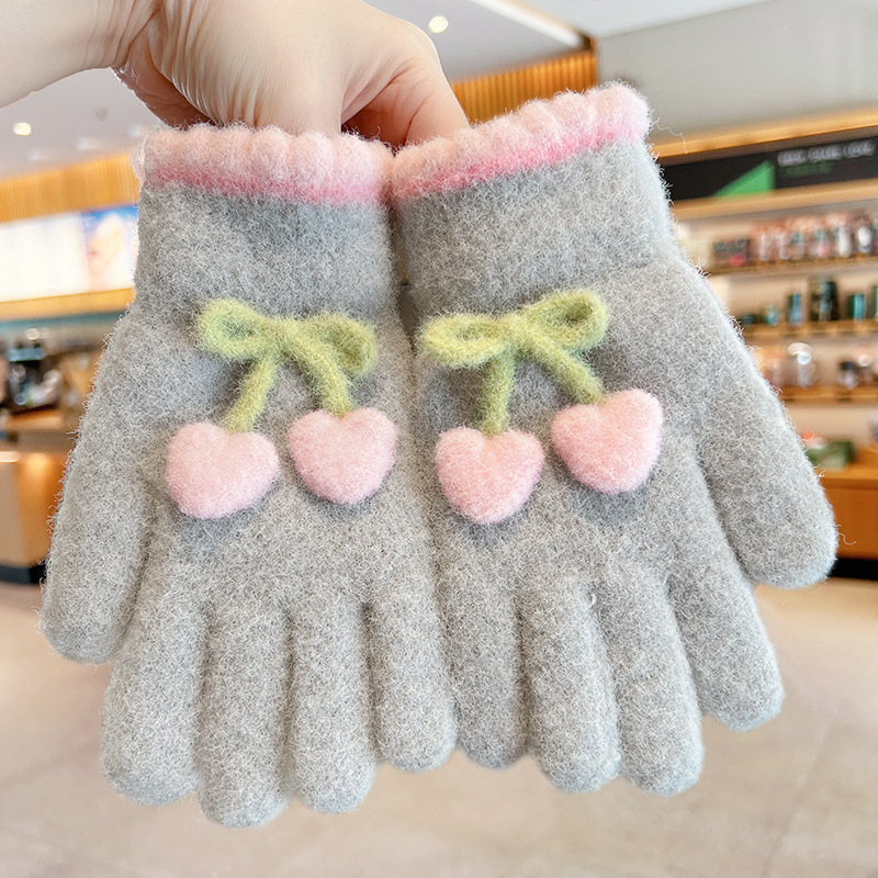 Mergaitėms megztos pirštinės – šiltos ir vėją sulaikančios, su penkiais pirštais, žiemos, pavasario ir rudens sezonams, amžius 6–12 metų