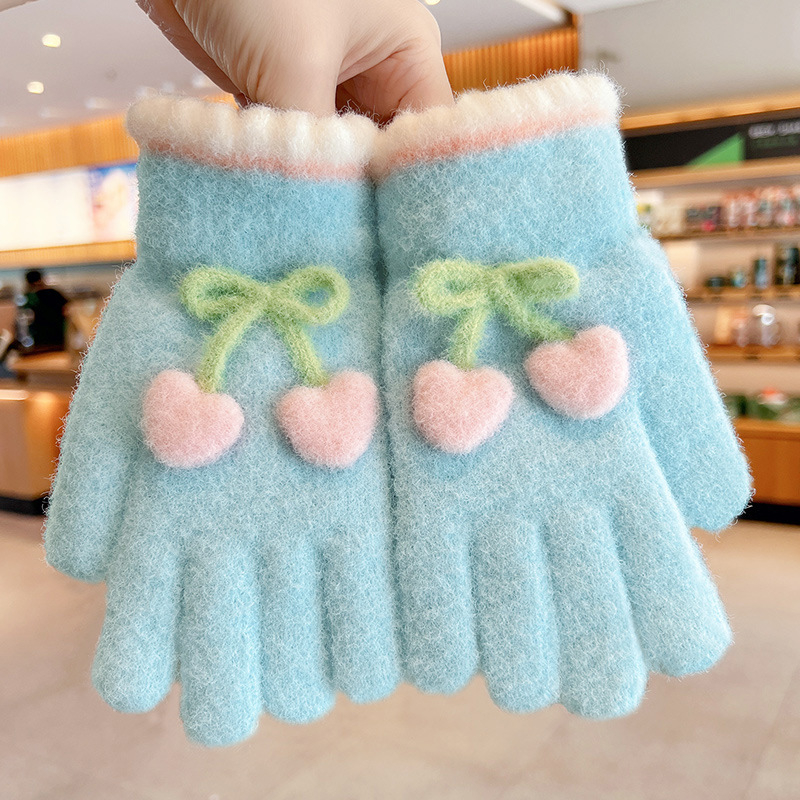 Mergaitėms megztos pirštinės – šiltos ir vėją sulaikančios, su penkiais pirštais, žiemos, pavasario ir rudens sezonams, amžius 6–12 metų