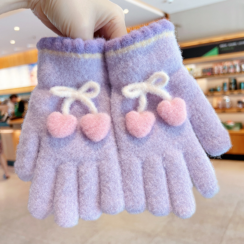 Mergaitėms megztos pirštinės – šiltos ir vėją sulaikančios, su penkiais pirštais, žiemos, pavasario ir rudens sezonams, amžius 6–12 metų