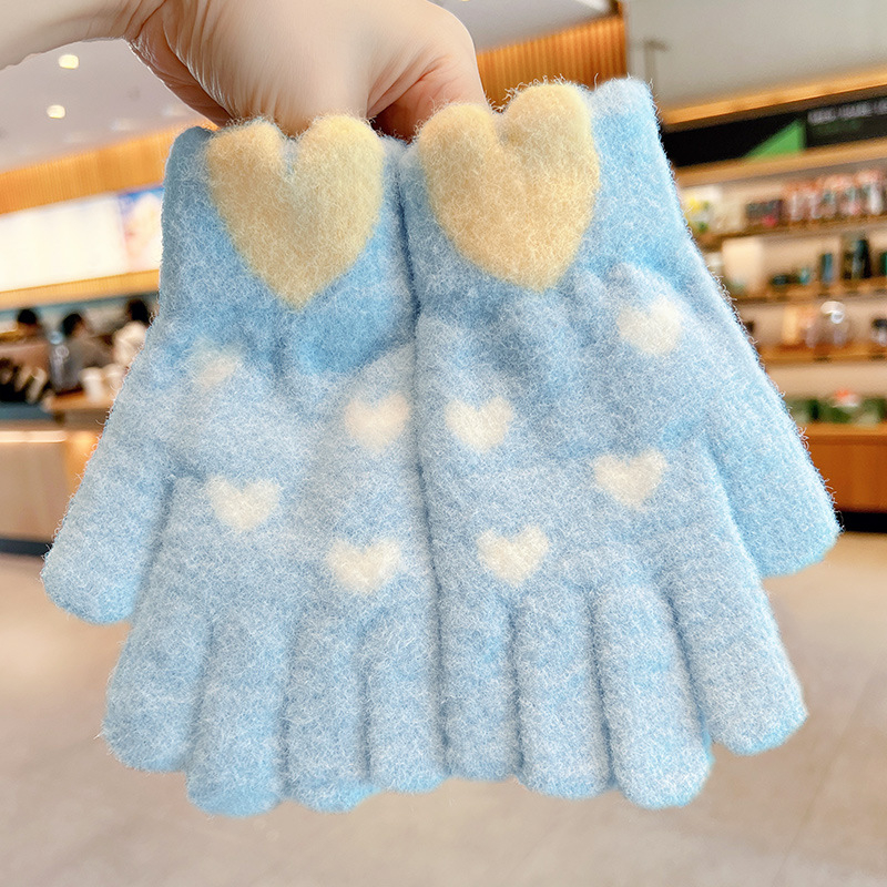 Mergaitėms megztos pirštinės – šiltos ir vėją sulaikančios, su penkiais pirštais, žiemos, pavasario ir rudens sezonams, amžius 6–12 metų