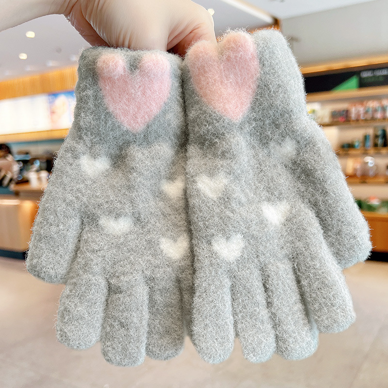 Mergaitėms megztos pirštinės – šiltos ir vėją sulaikančios, su penkiais pirštais, žiemos, pavasario ir rudens sezonams, amžius 6–12 metų