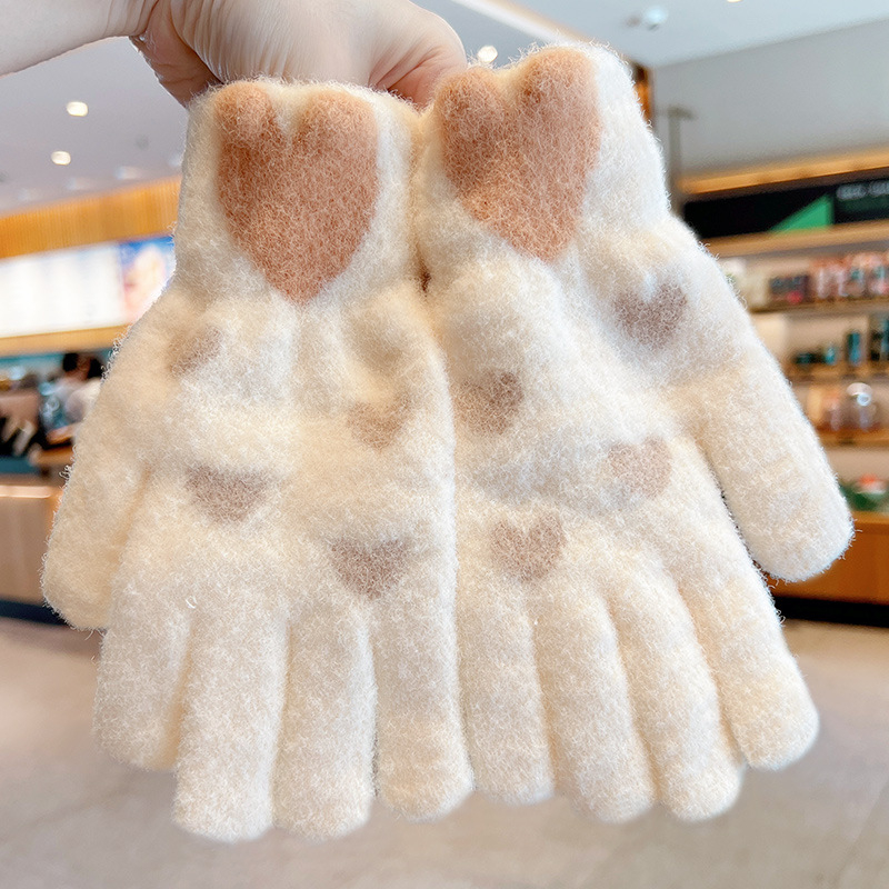 Mergaitėms megztos pirštinės – šiltos ir vėją sulaikančios, su penkiais pirštais, žiemos, pavasario ir rudens sezonams, amžius 6–12 metų