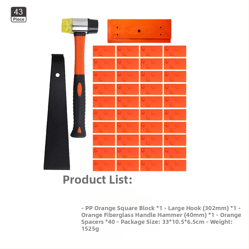 Комплект инструменти за монтиране на дървен под – въглеродна стомана, 45 части, 1,65 кг, 35/40 мм, Домашна употреба