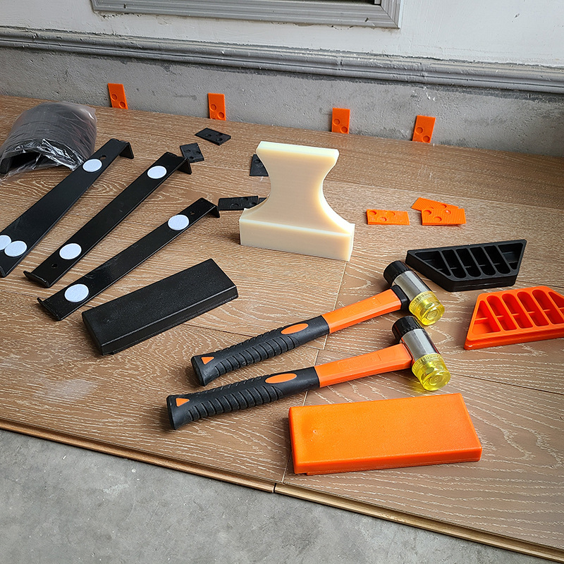 Комплект инструменти за монтиране на дървен под – въглеродна стомана, 45 части, 1,65 кг, 35/40 мм, Домашна употреба