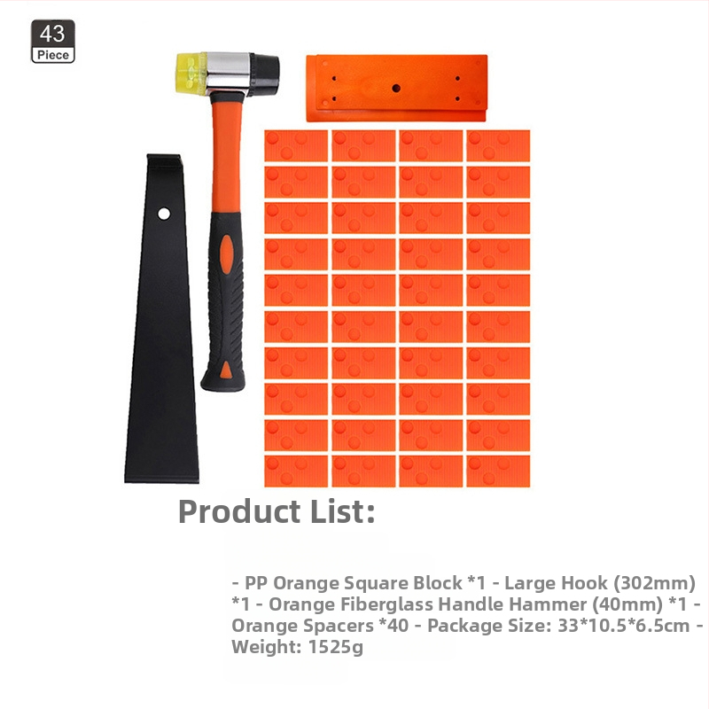 Комплект инструменти за монтиране на дървен под – въглеродна стомана, 45 части, 1,65 кг, 35/40 мм, Домашна употреба