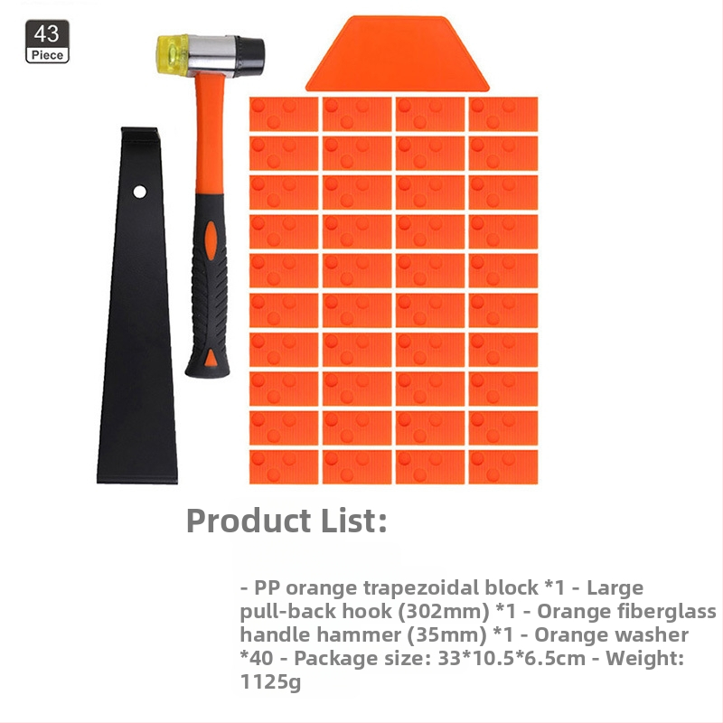 Комплект инструменти за монтиране на дървен под – въглеродна стомана, 45 части, 1,65 кг, 35/40 мм, Домашна употреба