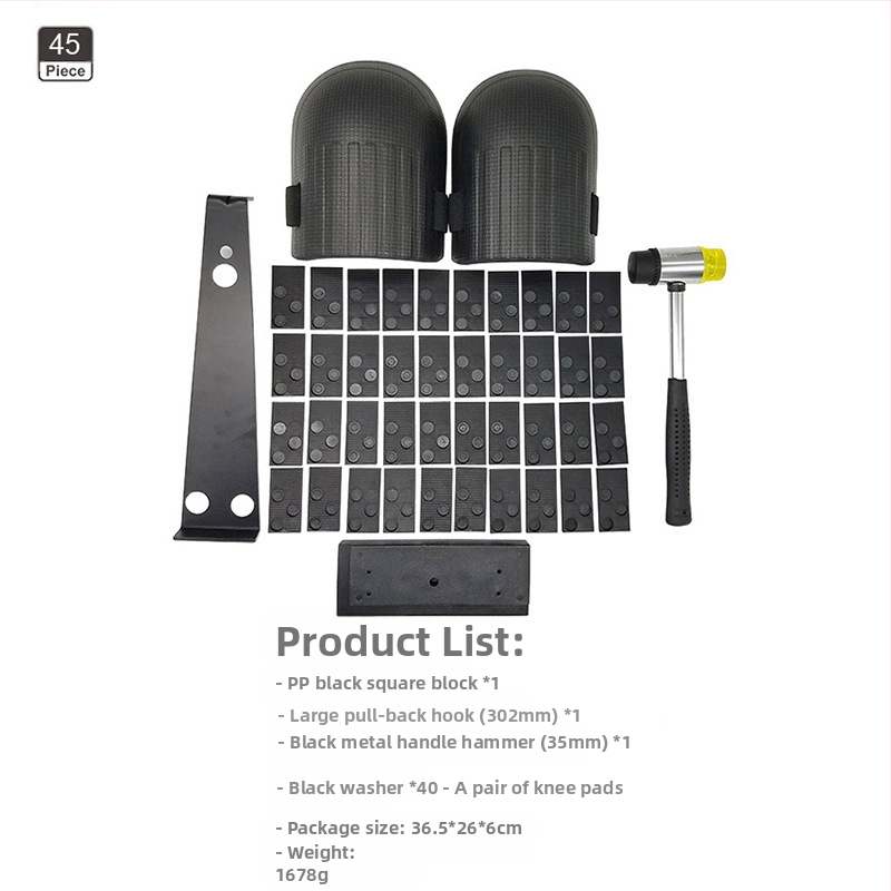 Комплект инструменти за монтиране на дървен под – въглеродна стомана, 45 части, 1,65 кг, 35/40 мм, Домашна употреба