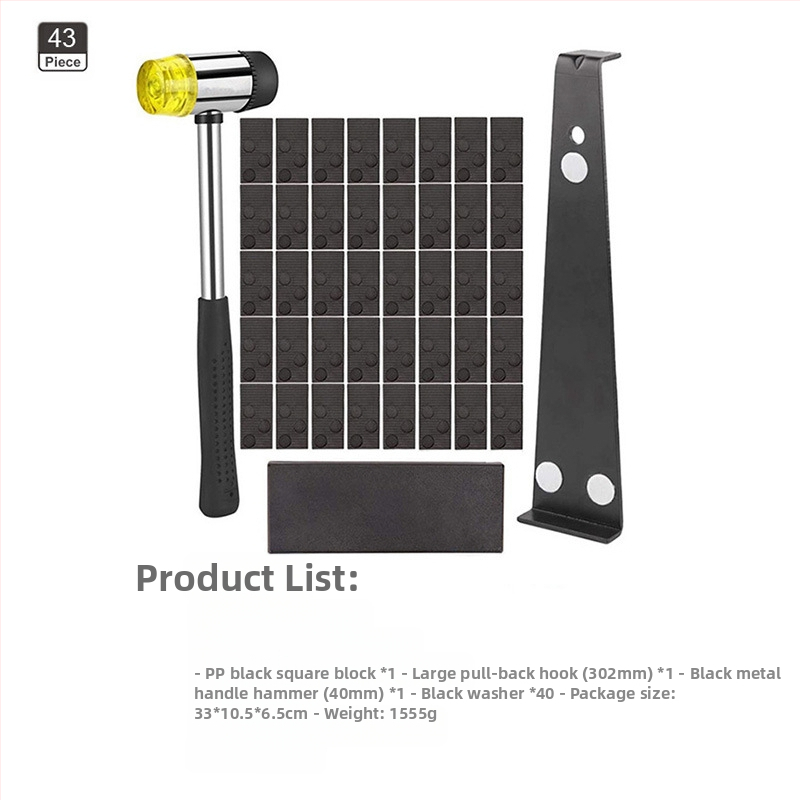 Комплект инструменти за монтиране на дървен под – въглеродна стомана, 45 части, 1,65 кг, 35/40 мм, Домашна употреба