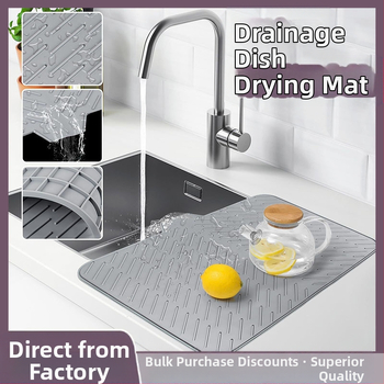 Silikoninė virtuvės džiovinimo kilimėlis su drenažo anga ir izoliacija, kvadratinės formos, degraduojantis, išleistas 2023