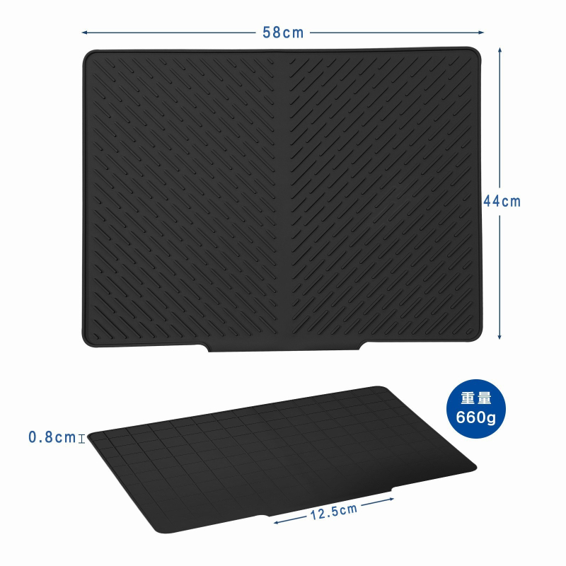 Silikoninė virtuvės džiovinimo kilimėlis su drenažo anga ir izoliacija, kvadratinės formos, degraduojantis, išleistas 2023