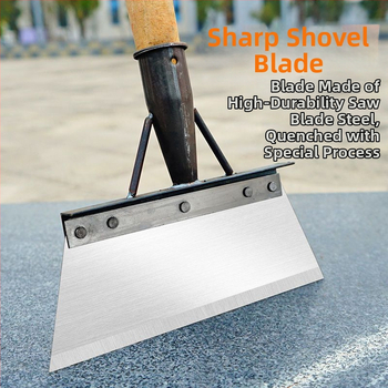 Sniego šluota iš mangano plieno su dantyta briauna – skirta sniego šalinimui, mėšlo tvarkymui ir buitinėms valymo darbams