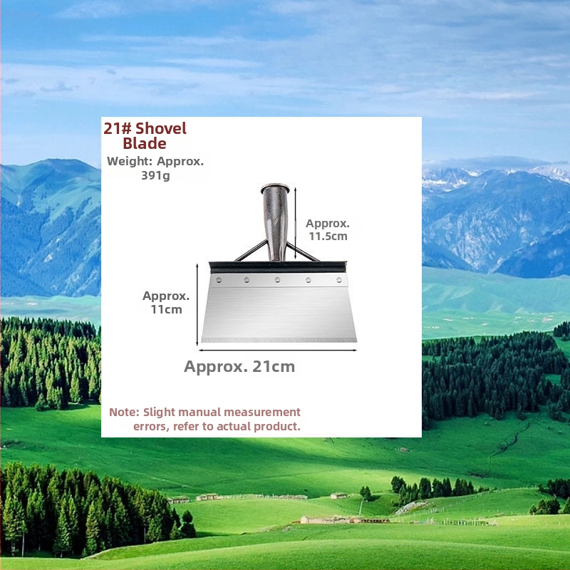 Sniego šluota iš mangano plieno su dantyta briauna – skirta sniego šalinimui, mėšlo tvarkymui ir buitinėms valymo darbams