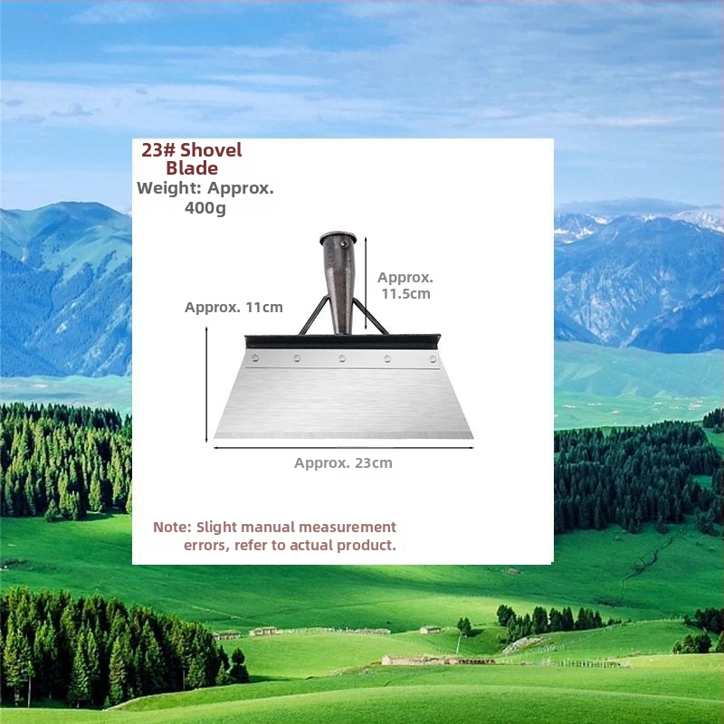 Sniego šluota iš mangano plieno su dantyta briauna – skirta sniego šalinimui, mėšlo tvarkymui ir buitinėms valymo darbams